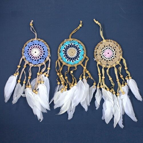 MDC-01 - Pastel Pink Macramé Dream Catcher 9cm (asst colours) - Sold in 6x unit/s per outer