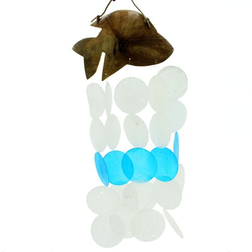 Copi-11 - Coconut & Capiz Windchimes - Blue Dolphins - 30cm - Sold in 1x unit/s per outer