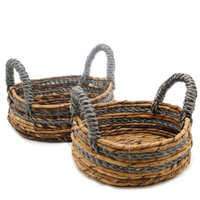 NBA-03 - Banana Leaf & Abu-abu Raffia Basket- Juego de 2 - Vendido en 1x unidad/es por exterior