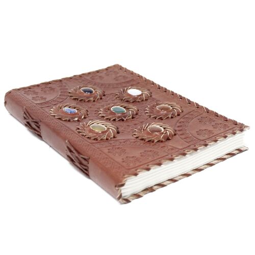 LBN-11 - Leather Chakra Stone Notebook (22.5x15cm) - Sold in 1x unit/s per outer