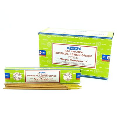 iSatya-33 - Varillas de Incienso Satya 15g - Tropical Lemongrass - Vendido en 12x unidad/es por exterior