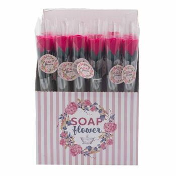 RRSF-07 - Fleurs de savon prêtes à la vente au détail - Petite rose - Rose - Vendu en 24x unité/s par extérieur 2