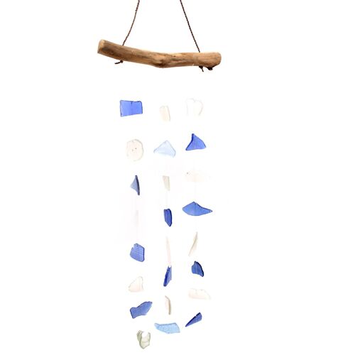 GWC-11 - Recycled Glass Wind Chime - Blue & White - Sold in 1x unit/s per outer