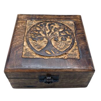 IMBox-04 - Boîte à souvenirs carrée en bois 13x13x6cm - Arbre de vie - Vendu en 1x unité/s par extérieur 1
