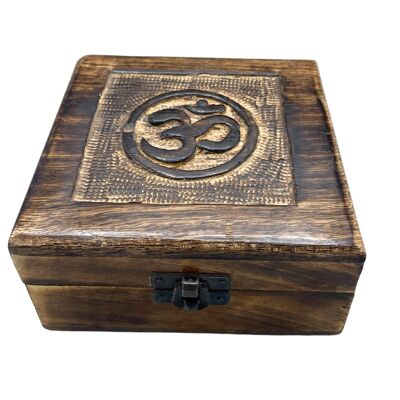 IMBox-05 - Quadratische Andenkenbox aus Holz 13x13x6cm - Om - Verkauft in 1x Einheit/en pro Umkarton