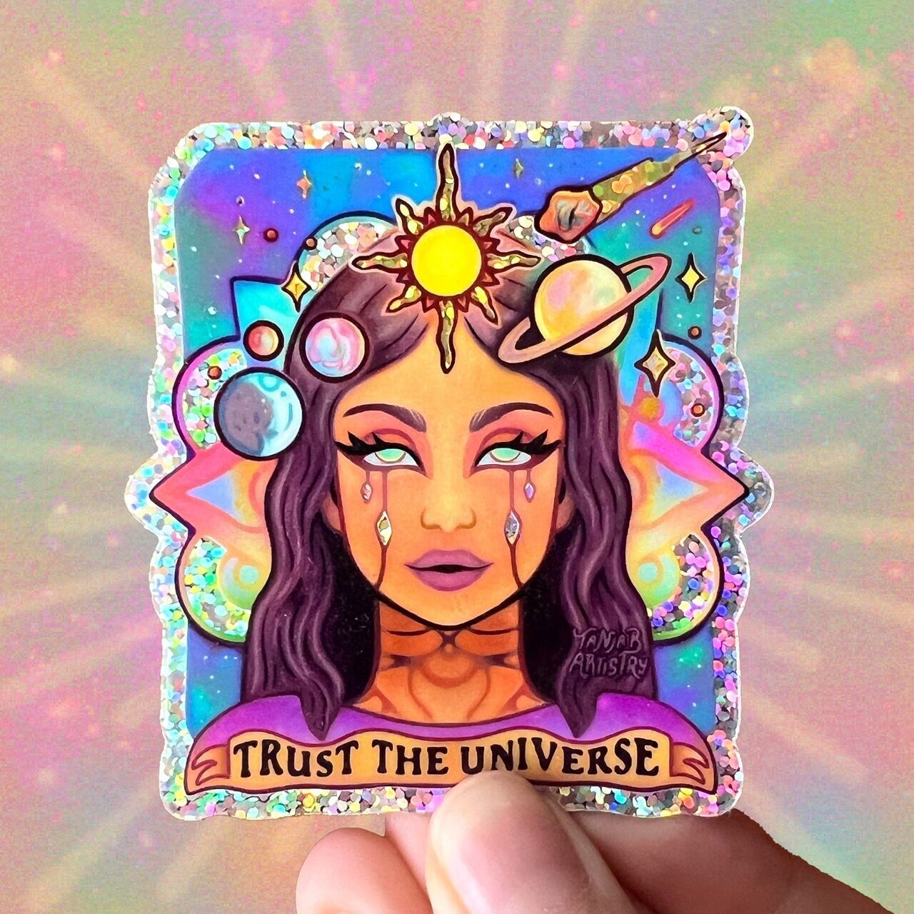 Fidati dell'Universo: adesivi glitterati