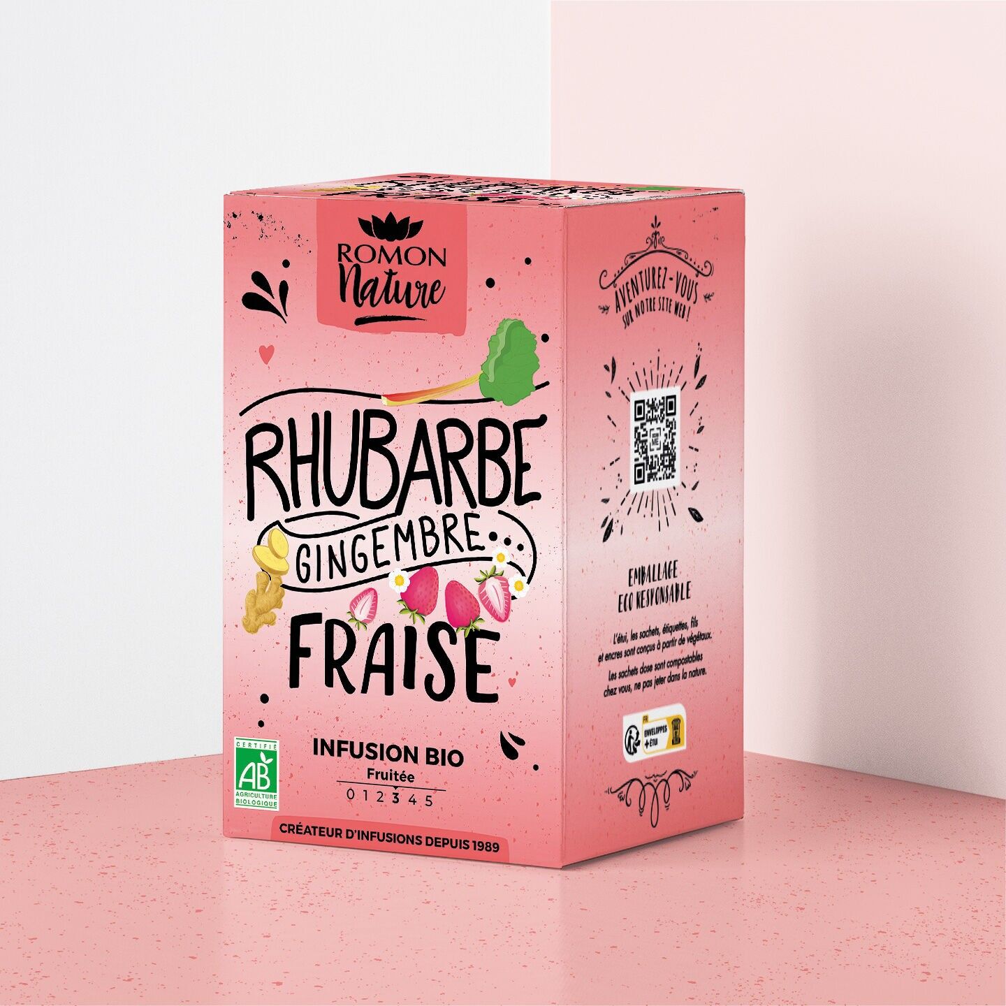 Infusión orgánica de ruibarbo, jengibre y fresa*