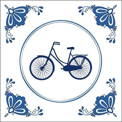 Delfter Blau-Grußkarte – Fahrrad – 6 Stück