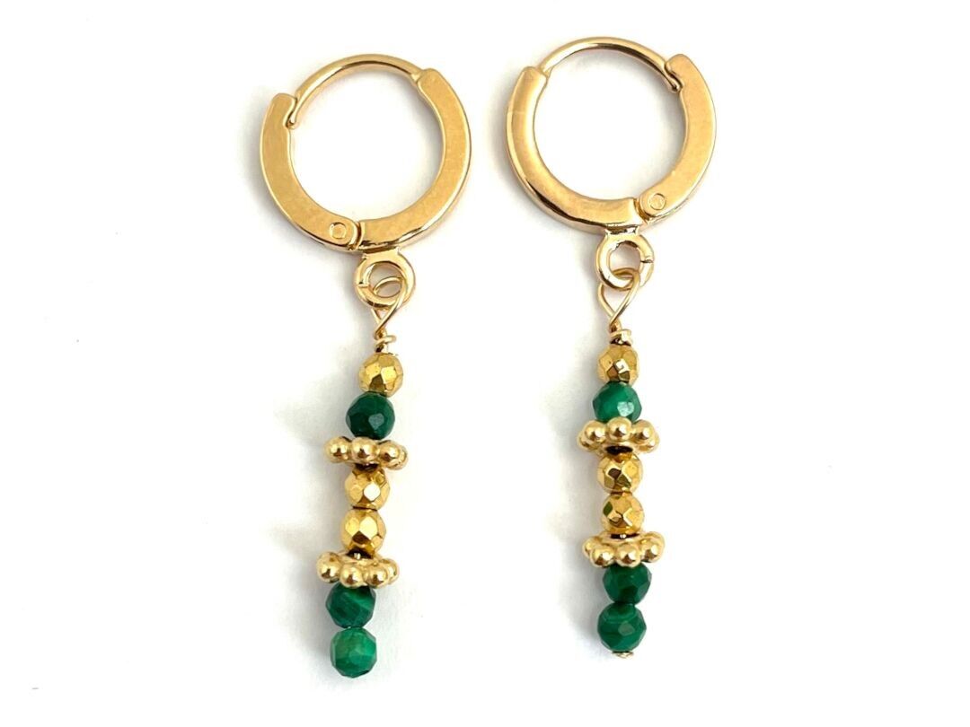 Orecchini pendenti REVA in malachite