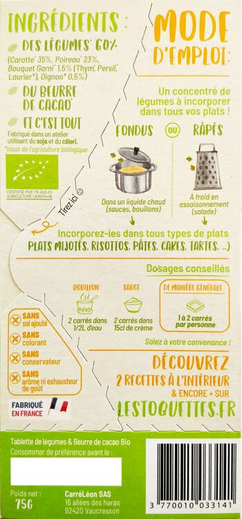Tablette Les Toquettes - Poireau Carotte Oignon Bouquet garni 3
