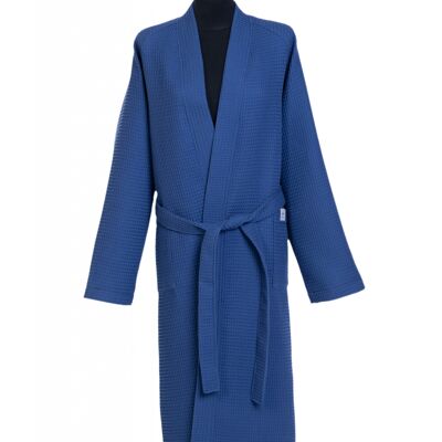 Bathrobe from waffle fabric INDIGO, Unisex, size L