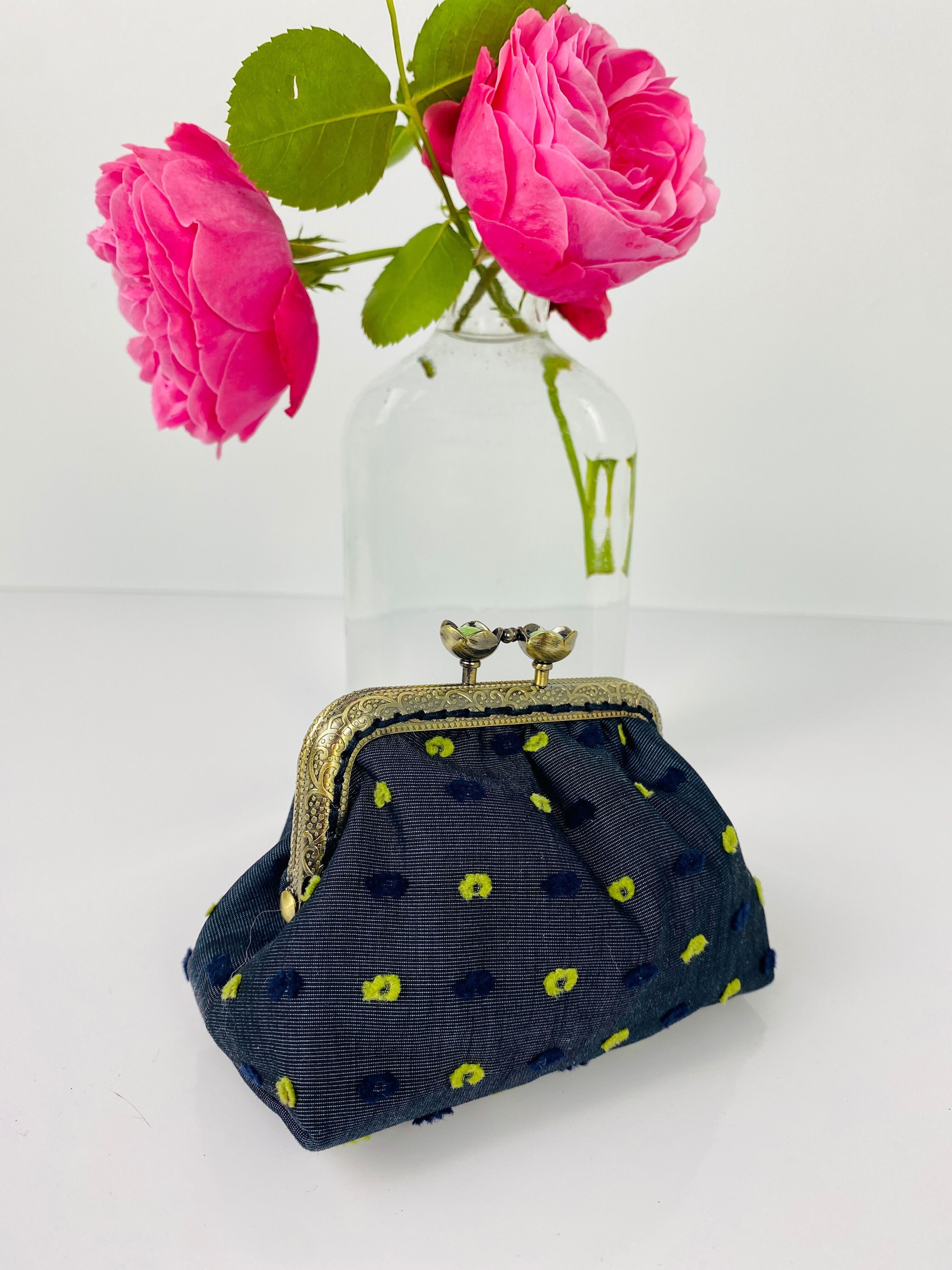 Petit porte-monnaie PLUMTIES  style retro en coton plumetis