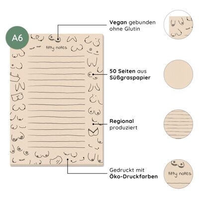Bloc-notes/bloc-notes A6 durable en papier d'herbe douce. Couleur : melon.