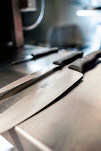 Couteau Chef - 20 cm Lame 4 dents au mm - Noir - Avec Protection | Expert Affidenté ® | NOGENT *** 2