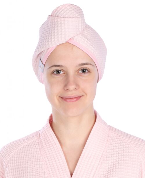 Turban of waffle fabric for hair drying BLUSH, one size