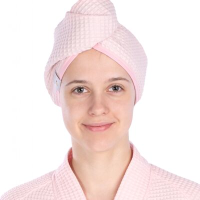 Turban de tissu gaufré pour le séchage des cheveux BLUSH, taille unique