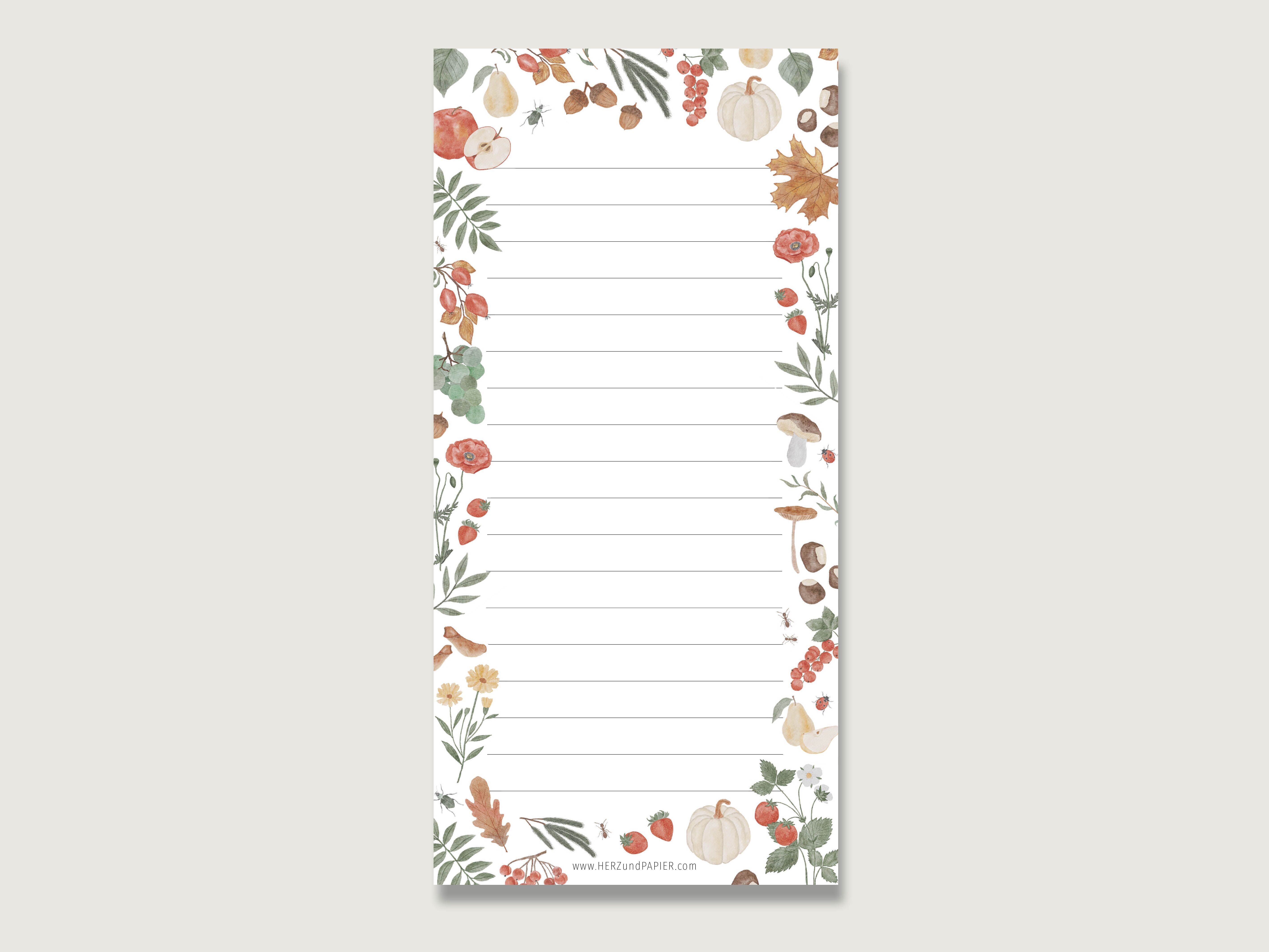 Notizblock Block "Natur" Block_14 | Din Lang | To do | Aquarell | Illustration | Stifte | To-do-Liste || HERZ & PAPIER