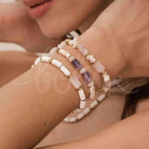 Bracelet Aaliyah - perles coquillages et pierres naturelles
