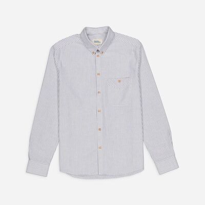 Camisa Oxford de rayas blanca / azul marino