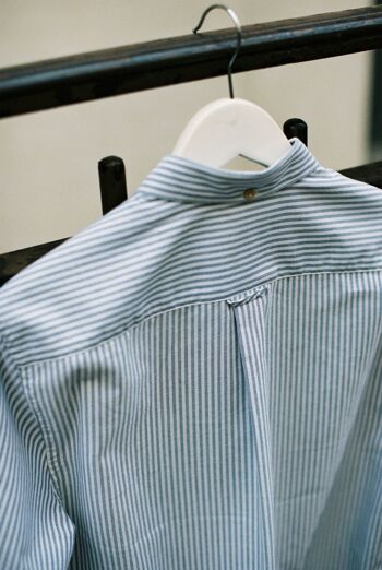 Chemise Oxford Rayée Blanche / Bleu Marine 5