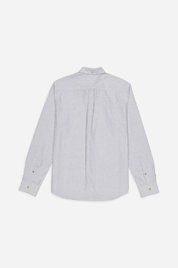 Chemise Oxford Rayée Blanche / Bleu Marine 6