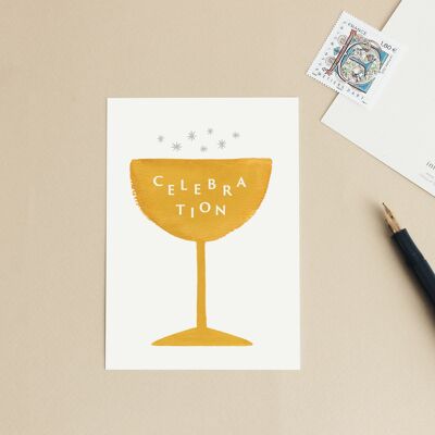 Postkarte „Celebration“ – Champagner – Party / Geburtstag / Glückwünsche