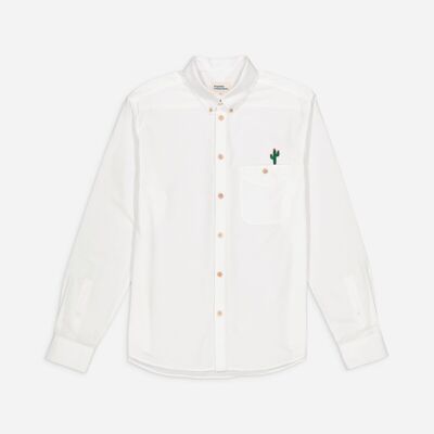 Camisa Oxford de algodón orgánico con bordado de cactus