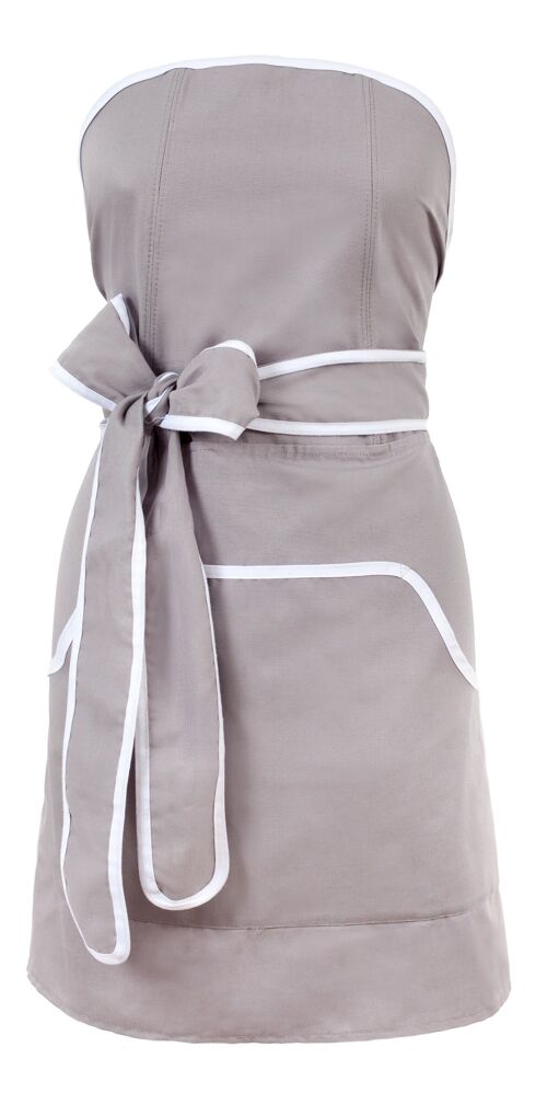 Cupcake apron, grey with white banding