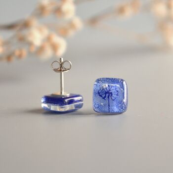 Boucles d'oreilles puces pissenlit bleu clair 1