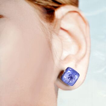 Boucles d'oreilles puces pissenlit bleu clair 4