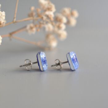 Boucles d'oreilles puces pissenlit bleu clair 5