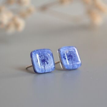 Boucles d'oreilles puces pissenlit bleu clair 6