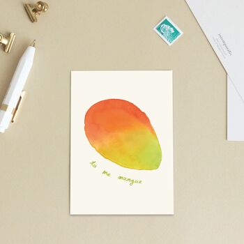 Carte postale "Tu me mangue" - Fruit / Cuisine / Cadeau / Petite attention 1