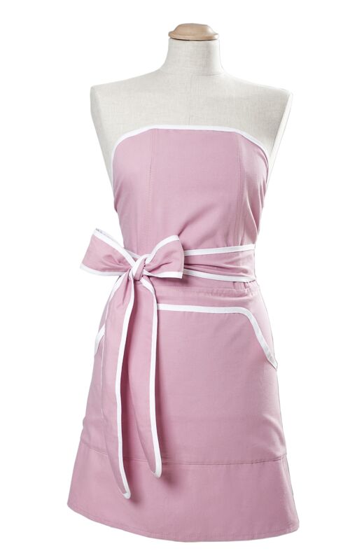 Cupcake apron in light pink with white banding