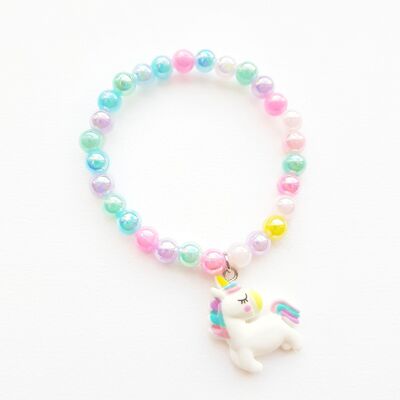 Pulsera infantil de fantasía con cuentas multicolor - Unicornio *colección verano* ☀️