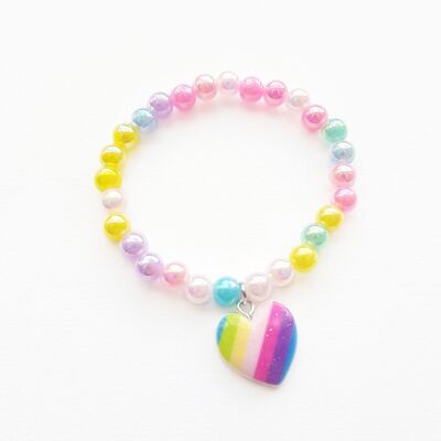 Bracciale fantasia per bambini con perline multicolori - Cuore *collezione estiva* ☀️