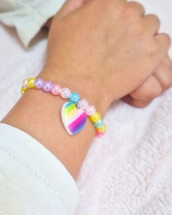 Bracelet fantaisie enfant perles multicolore - Cœur * collection été * ☀️ 2