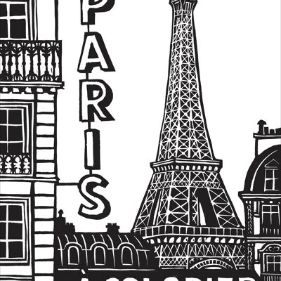 COLORING PARIS / Malbuch / Linolschnitt