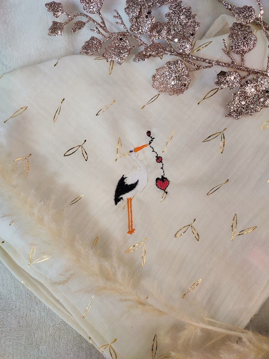 Storch-Babywindel - Doppelte Baumwollgaze - 50x50cm