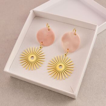 Boucles d'oreilles Soleil en porcelaine et acier inoxydable 1