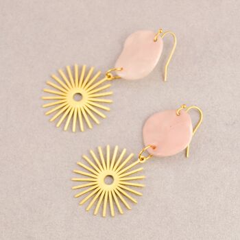 Boucles d'oreilles Soleil en porcelaine et acier inoxydable 3