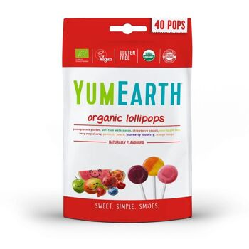 Sucettes YumEarth à saveur de fruits biologiques (40 unités.)  