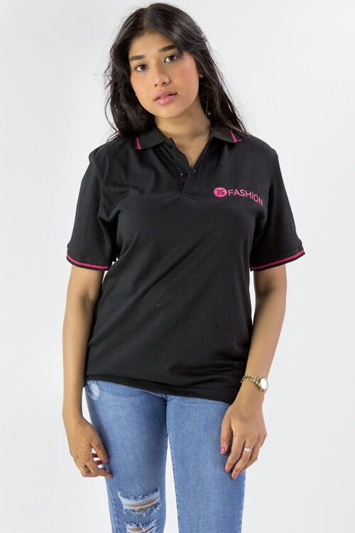 BLACK J5FASHION LOGO POLO SHIRT- T1163WOMENS