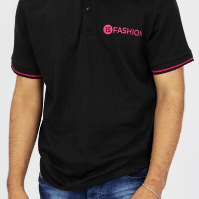 SCHWARZES KURZARM-POLOSHIRT MIT J5FASHION-LOGO - T1163MENS