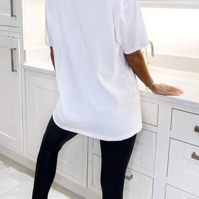 WHITE SKELETON HAND PRINT OVERSIZED TEE- AD7028