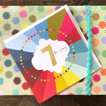 GC07 Gold Foiled Cloud 7th Birthday Card 3