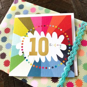 GC10 Gold Foiled Cloud 10th Birthday Card 2