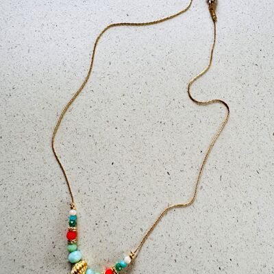 Mehrfarbige wassergrüne LÖLA-Halskette