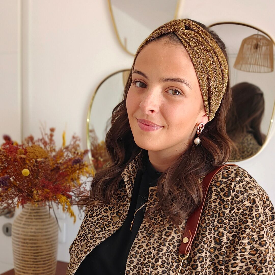 GOLDEN GLITTER Stirnband / Glänzendes, einfarbiges Polyester