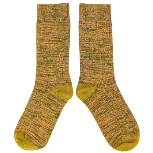 ANKLE SOCKS - cotton - unisex - marl - green/peach